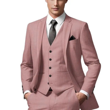 Aidase Fashion Dusty Pink Men's Suits Eelgant Groom Male Clothing Formal Single Breasted Notch Lapel 3 Piece Jacket Pants Vest Blazer aidase-shop